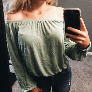 off the shoulder mint green top!